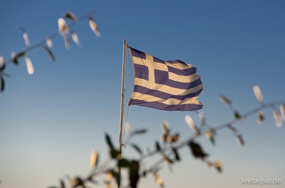 Griechische Fahne in Kalamaki, Kreta