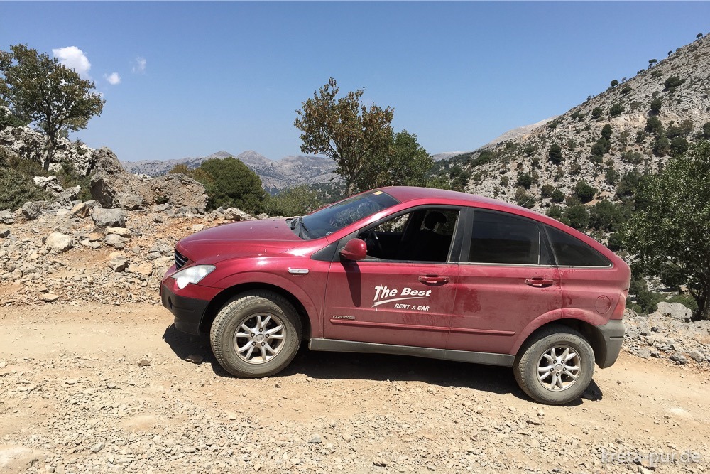 The Best Car Rental, Ssangyong Actyon 4x4, oberes Rouvas-Plateau