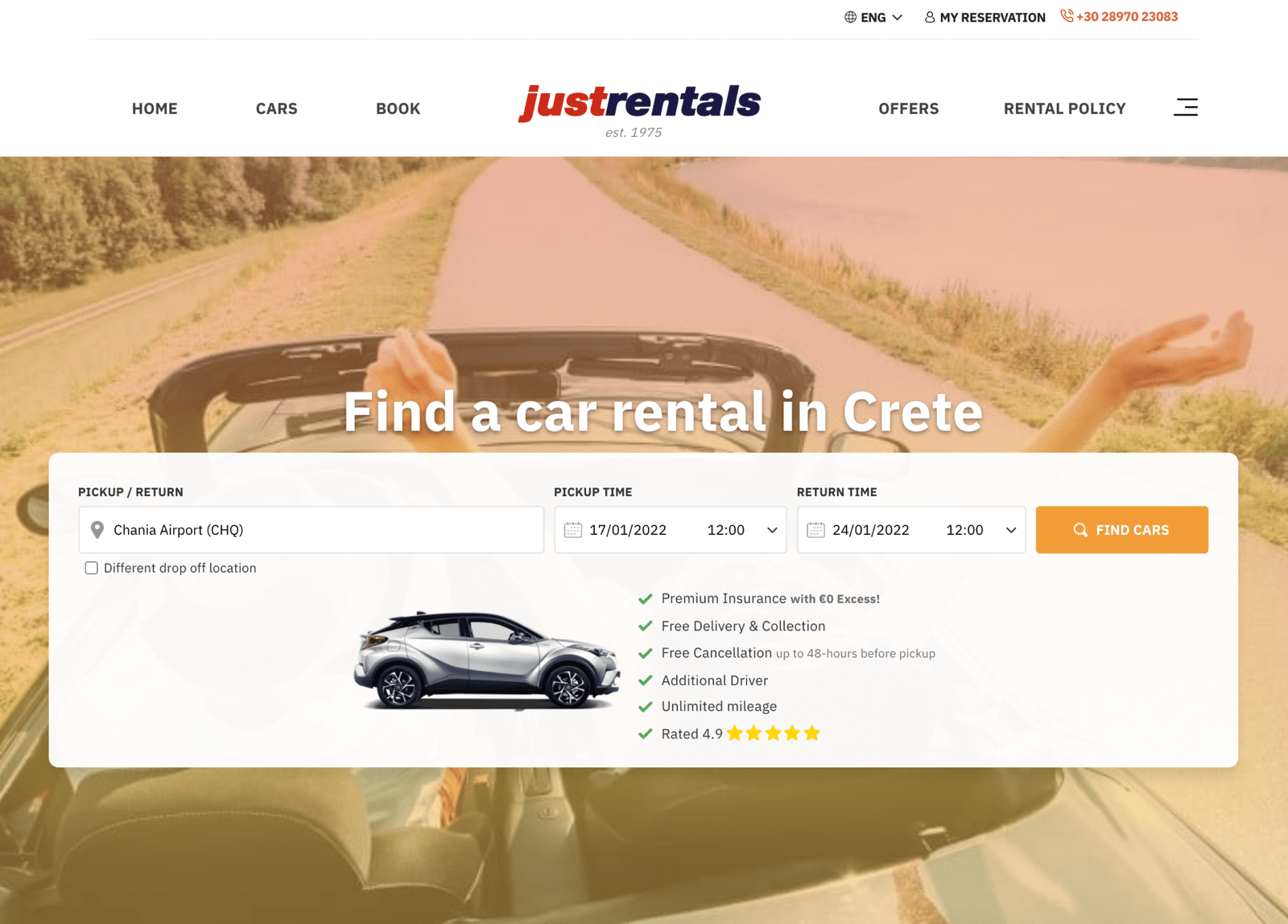 Screenshot justrentals.gr